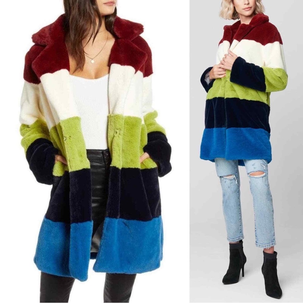Blanknyc Faux Fur Stripe Coat